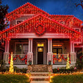Red Christmas Icicle Lights for Outside – 66ft 640 LED Waterproof Curtain Lights with 120 Twinkle Drops, Outdoor Holiday Decorations for House Roof, Garden, Patio & Indoor Wall by Nielfoi