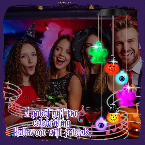 GlikCeil Halloween Solar Wind Chimes 27.5Inch Halloween Decorations Outside Waterproof Hanging LED for Yard, Porch, Patio, Party, Color Changing Lights(Mixed) - Image 6