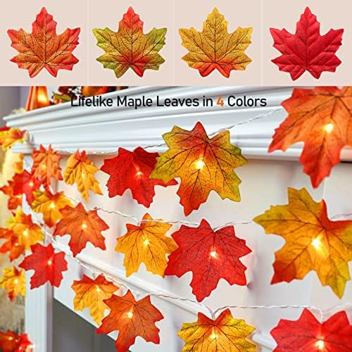Runleo 2 Pack Fall Decorations for Home Maple Leaf Lights Total 20ft 40 LED - Image 2