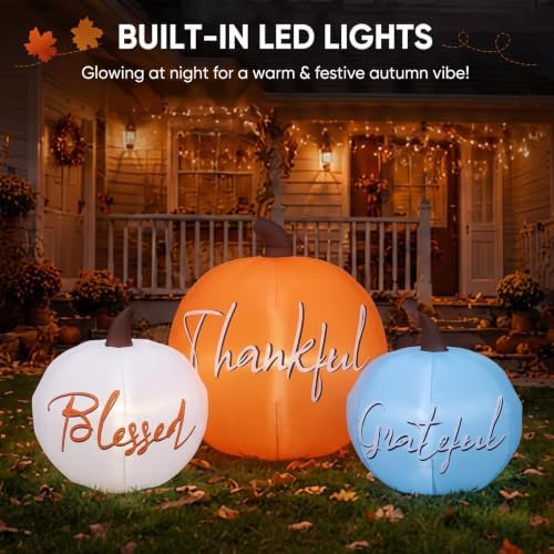 Simgoing Fall Pumpkin Inflatable Decor with Built-in LEDs 5FT Wide - Image 4