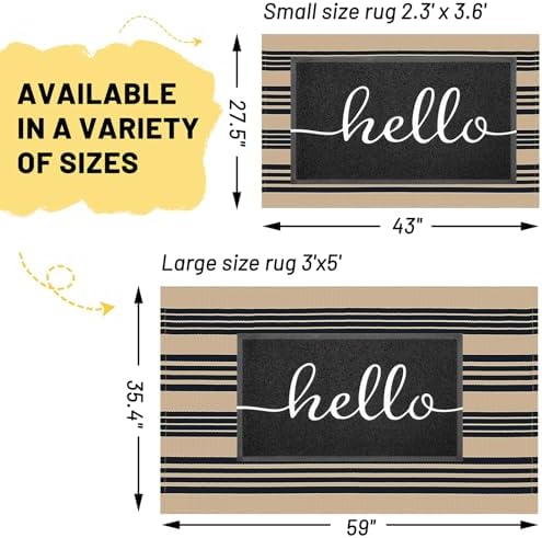 KILOCOCO Striped Rug 2.3'x3.6' Indoor Washable Rugs Front Door Mat, Brown - Image 6