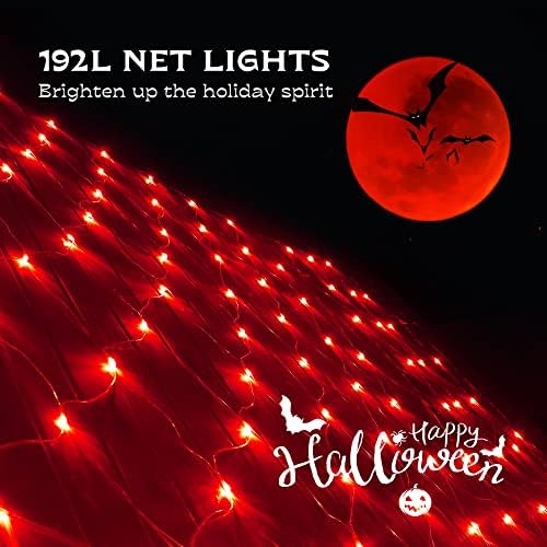 woohaha Red 192LED 9.8ftx6.6ft Christmas Outdoor Net Mesh Lights for Bushes - Image 6