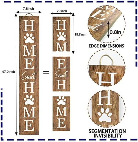 Home Sweet Home Wooden Porch Sign 47" Welcome Cat Dog Sign for Home Front Door Yard Front Porch Standing Farmhouse Home Decoration - Image 2