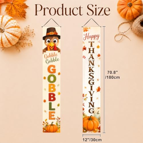 IVN Thanksgiving Turkey Pumpkin Porch Banners 12x71 Inch Set of 2 - Image 5