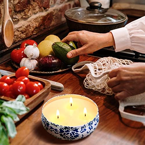 Hausware Citronella Candles Outdoor & Indoor - Large 13.5 oz Scented Candles Set 3 Pack Natural Soy Wax citronella Candles for Garden Patio Yard Home Balcony Camping Backyard (Light Blue) - Image 6