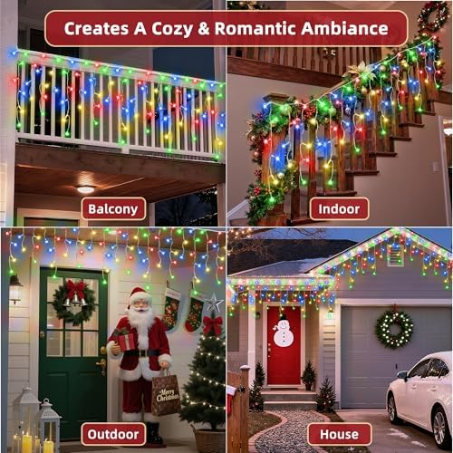 810 LED Christmas Lights Outdoor 82FT with 180 Drops, Christmas Decorations Hanging Lights 12 Modes, Dimmable Outsite Fairy String Lights for Wedding Party Holiday Winter Wonderland Decor Multicolor - Image 6