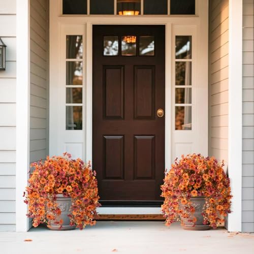 Homsunny Artificial Faux Mums Fall Flowers for Outdoor Outside Decoration - Image 3