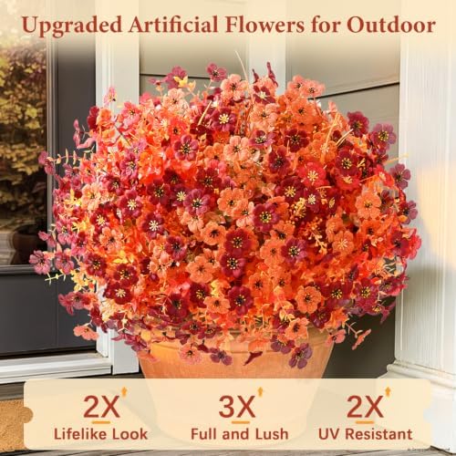 Yastouay Artificial Mums for Outdoors, 24 Bundles UV Resistant Fake Mums - Image 3