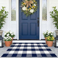KOZYFLY Buffalo Plaid Area Rugs 2.3x3.6 Ft Blue and White Door Rug by KOZYFLY