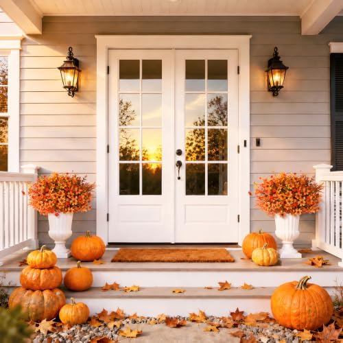 Fall Artificial Mums Flowers for Outdoors Planter Fake Plants 12 Bundles - Image 2