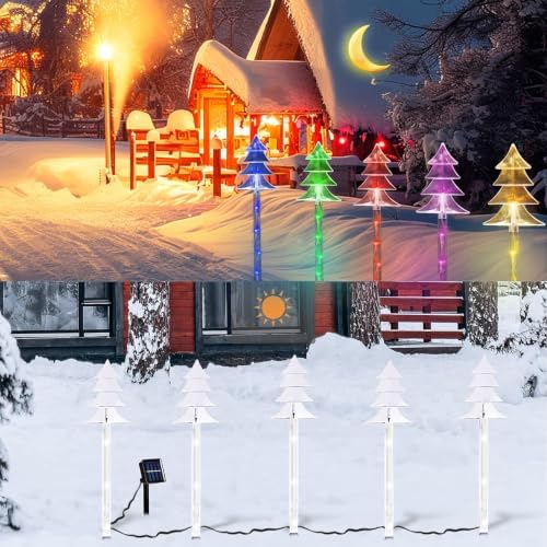 Christmas Decorations Outdoor, Solar Tree Pathway Lights, 5 PCS - Image 4
