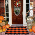 Buffalo Plaid Area Rug 27.5x43 in, Orange Black Indoor Outdoor Rug by PIXFAIRY