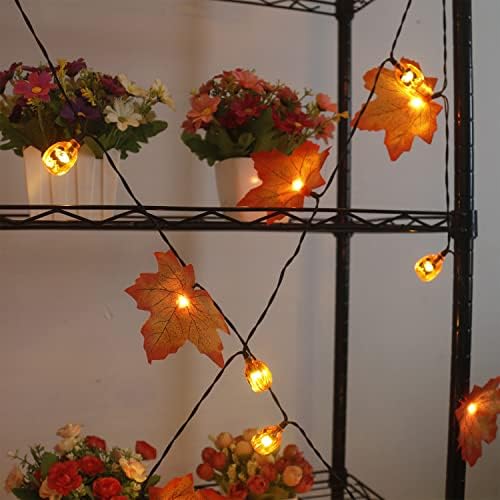 Fall Decor Solar Pumpkin Maple Leaf String Lights Outdoor, 50LED 30ft Fall Garland with Lights Waterproof Pumpkin Lights for Thanksgiving Halloween Autumn Door Porch Home Garden Decorations - Image 7