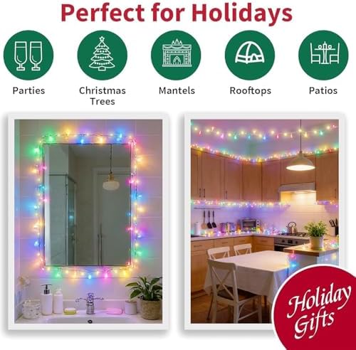 LAMPHOME 33ft 100 LED Christmas String Lights Plug in, Pastel Twinkle Fairy Lights with 16 Modes, Warm & Multicolor Colored Easter Outdoor Indoor Decorations for Spring Xmas Wedding Party - Image 6