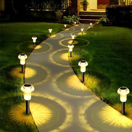 Priddop 8 Pack Solar Garden Lights Outdoor Waterproof 3000K Warm White LED by Priddop