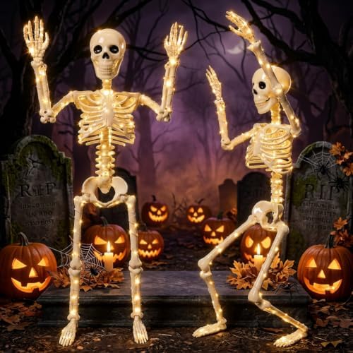 2 Pack Halloween Skeleton Decor 36 Inches (with White Light) - Image 2