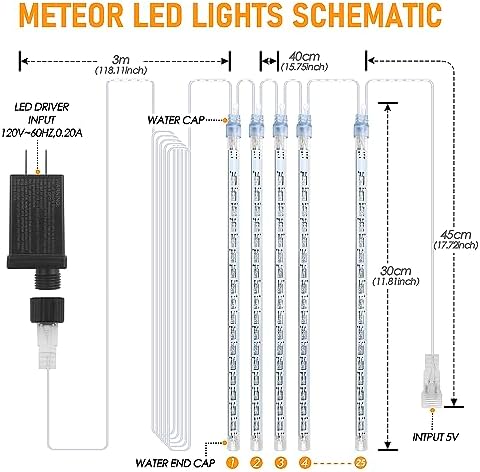 Meteor Shower Rain Lights with 25 Tubes 600 LEDs Waterproof Icicle Snow Fall String Lights for Party Tree Home Patio Outdoor Decoration (25 Tubes, Colorful) - Image 5