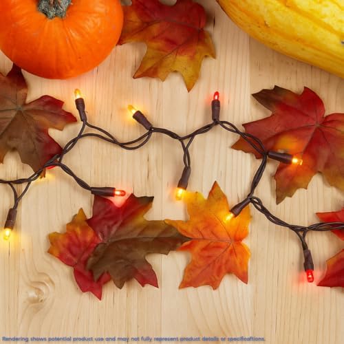 Novelty Lights 10 Light LED Fall Thanksgiving Mini Light Set, Outdoor Curtain Wreath Craft Bottle String Lights, Yellow/Red/Orange, Non-Connectable, Brown Wire, 5 Feet - Image 3