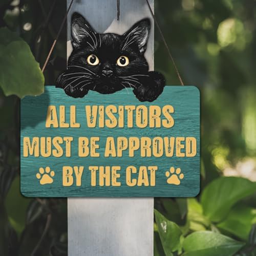 Funny Black Cat Wood Hanging Sign for Front Door, Cat Gifts House Welcome Sign - Image 3