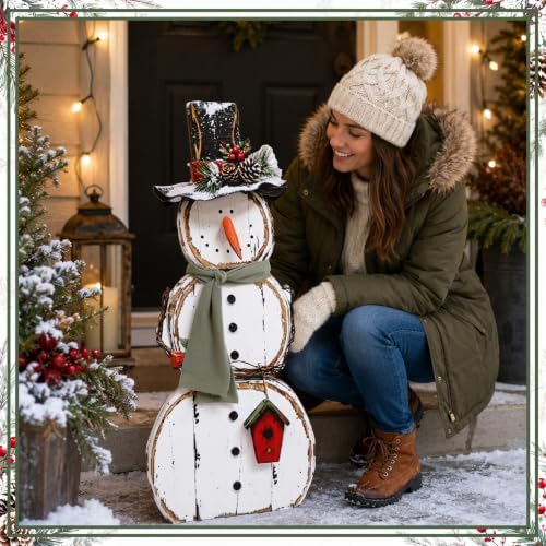 Christmas Snowman Wooden Porch Sign, 35" H Standing Porch Outdoor Decor - Image 6