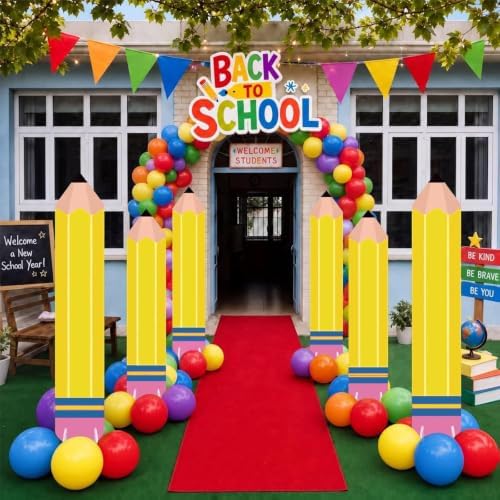 Thyle 6 Pcs 35.4'' Large Back to School Yard Signs Pencil Cutout Decor by Thyle