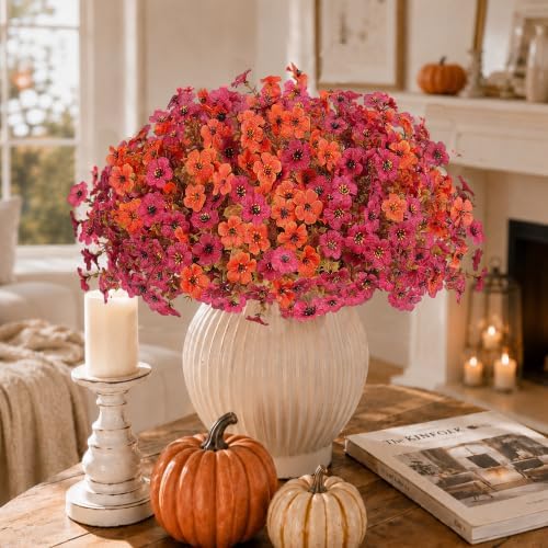 Artificial Fake Mums Fall Flowers for Outdoors Outside Autumn Decoration - Image 5