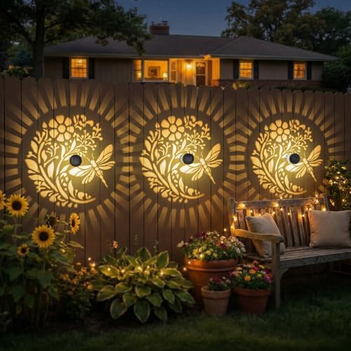 Gardsee Solar Fence Lights 6 Pack Solar Deck Lights Waterproof LED Solar Powered Step Light Wall Lights Outdoor Decorations Warm Yellow Light Decorative Lighting for Garden (Black 5) - Image 4