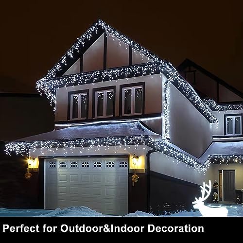 400 LED Icicle Lights for Outside 33FT White Christmas Lights Outdoor - Image 5