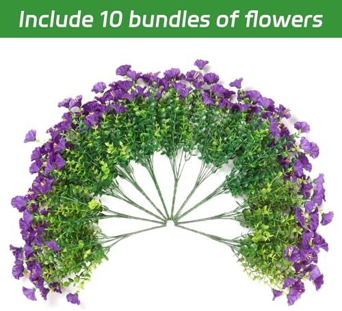 10 Bundles Artificial Flowers for Outdoors Purple Outdoor Fake Silk Flower - Image 5