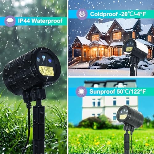 Laser Christmas Projector Lights Outdoor,3 Colors Laser Projection Light with Remote Moving Firefly Light Show,Waterproof Holiday Projector for Garden Patio Christmas Party Decoration & Gift - Image 5