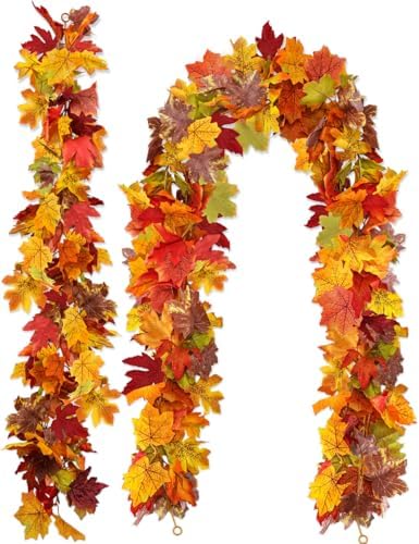 WOHOHOHO 2 Pack Fall Garland Maple Leaf Decorations, 5.9 Ft 72 Leaves Each by Unknown