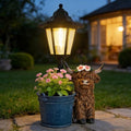 Solar Highland Cow Outdoor Statue, Garden Decor with Flowerpot & Lantern by YEPOTUE