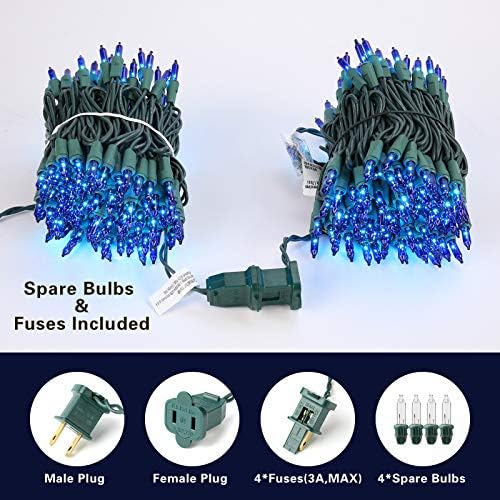 BrizLabs Blue Christmas Lights, 69.6ft 300 Count Blue String Lights Connectable, 120V UL Certified Incandescent Xmas Lights Green Cord, Outdoor Mini String Lights for Indoor Party Garden Patio Decor - Image 3