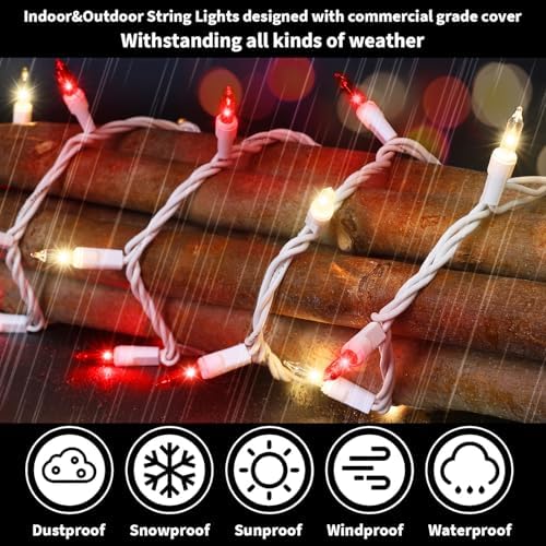 LAMPHOME 100 Count Red Clear Valentine Lights, Connectable 20ft Valentine Room Lights, Plug in Pink Christmas String Light Indoor Outdoor for Christmas Bedroom Valentines Party - Image 6