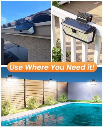 Clip On Solar Lights Outdoor for Fence, Deck Railing, 416 LED 600LM Solar Motion Sensor Light, 300° Wide Angle, 3 Modes, IP65 Waterproof Solar Deck Lights - Image 6