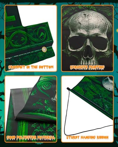 ALKB Halloween decorations door Banners - 3 Pcs Halloween Cemetery Banner - Image 3