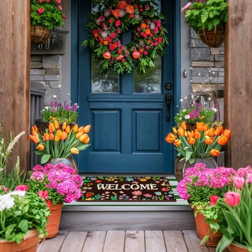 Tinideya 2 23.6 X 35.4 Inches Colorful Flowers Black, Green, and White - Image 5