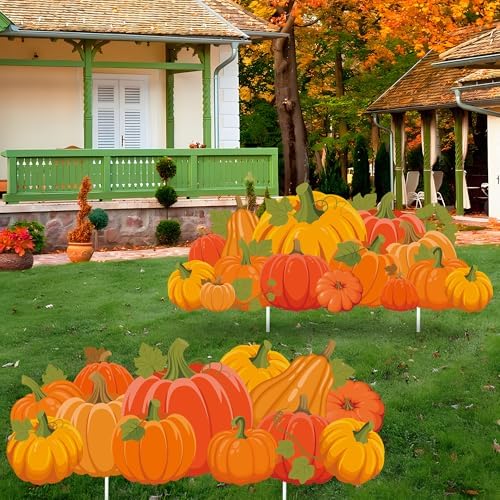 Fall Yard Signs Decorations Thanksgiving Pumpkin Yard Stakes Outdoor Lawn Sign with Stakes for Autumn Pumpkin Patch Thanksgiving Harvest Lawn Patio Garden Decor, 30 Inch by Unknown