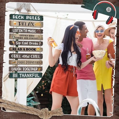 Tatuo Deck Rules Wooden Signs Funny Rules Signs Decorative Outdoor Regulations Plaque Wall Decor for Bar Campsite Cabin Tent Deck Sign Backyard Outdoors Home 11 x17 Inch - Image 3