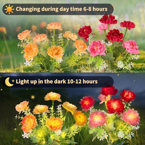 Solar Garden Lights Outdoor, 4 Pack 28 Solar Flower Lights Waterproof - Image 3