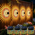 Solar Mandala Projection Wall Lights Waterproof, Gift for Women Men, Solar Mandala Lights Outdoor Metal Fence Lights, Decor Light for Yard Garden Post Patio Backyard Porch Tabletop (Warm White 4 Pcs) by YJFWAL