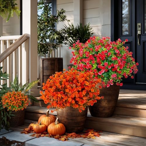 AXYLEX Artificial Flowers for Outdoors, 12 Bundles Fake Plants (Red) - Image 6