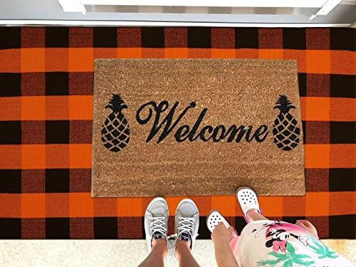 KILOCOCO Halloween Buffalo Plaid Rug 3x5 ft Orange and Black Front Door Rug - Image 6