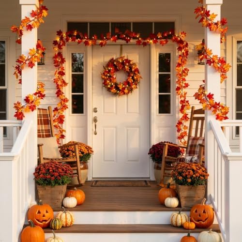 TIGOMOOV Fall Decorations for Home Maple Leaf String Lights Plug in, UL-Listed Fall Leaves Garland with Lights 50 Bulbs Lighted Fall Garland for Fall Decor Indoor Outdoor Mantle - Image 3