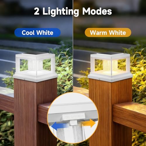 FOLKSMATE Solar Fence Post Cap Lights 12 Pack Outdoor Waterproof White - Image 7