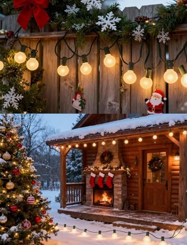 G40 Frosted White Christmas Lights Outdoor 25Ft Globe Christmas Decorations Lights with 27 Frosted White Bulbs, Hanging Globe Outdoor String Lights for Xmas Tree Wedding Backyard Party, Green Wire - Image 6