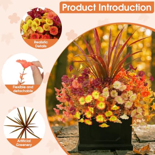 Artificial Fall Morning Glory Flowers for Outdoors with Orchid Leaf - Image 5
