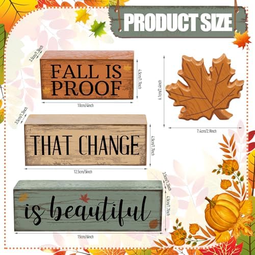 Lineshading 4 Pcs Fall Decoration For Home Wooden Maple Leaf Stacked Decor - Image 3