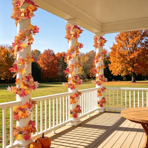 Ammyoo Fall Artificial Maple Leaf Garland with Fake Halloween Decor Fruit - Image 3