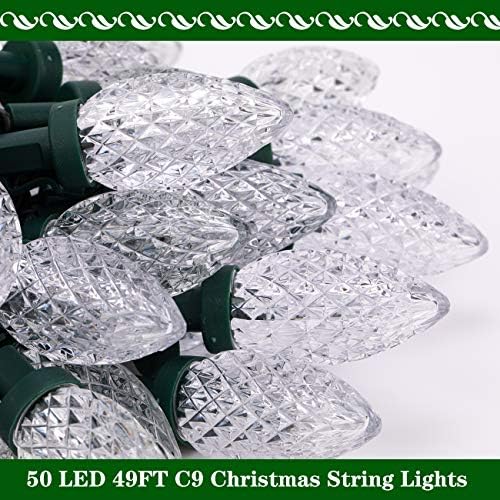 AWQ 50LED 49FT C9 Christmas String Lights Plug in Fairy Twinkle Warm White - Image 5